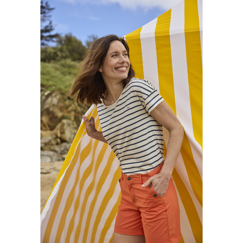 Robe Tunique Courte Terre De Marins – Rayures Dégradé Bleu, Taille 38/40 (FR 4) – Coton Stretch – Occasion Très Bon état