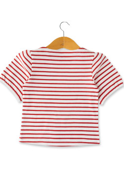 MARINIERE MC FOND BLANC CASSE RAYE ROUGE MADELY