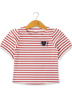 MARINIERE MC FOND BLANC CASSE RAYE ROUGE MADELY