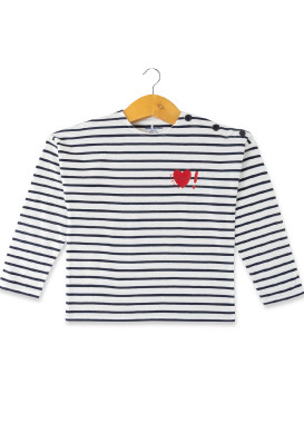 MARINIERE ML FOND BLANC CASSE RAYE INDIGO TIFASI MARINIERE ML FOND BLANC CASSE RAYE INDIGO TIFASI