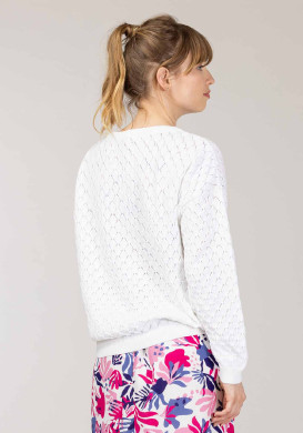 CARDIGAN TRICOT BLANC OPTIQUE GARDANE Gilet blanc ajouré Femme