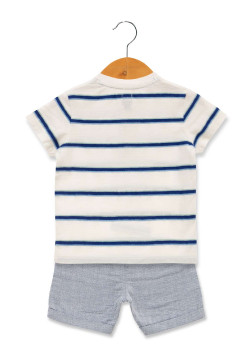 ENS SHORT + HAUT FOND BLANC RAYE BLEU EGOZINO