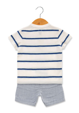ENS SHORT + HAUT FOND BLANC RAYE BLEU EGOZINO
