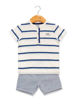 ENS SHORT + HAUT FOND BLANC RAYE BLEU EGOZINO