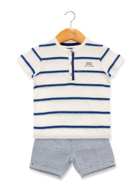 ENS SHORT + HAUT FOND BLANC RAYE BLEU EGOZINO