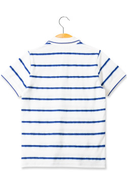 POLO MC FOND NATUREL RAYE BLEU OLIVER