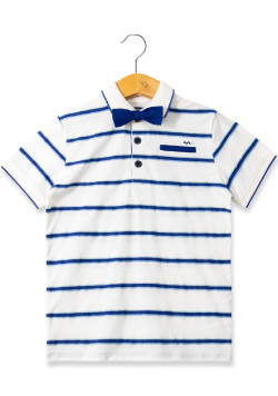 POLO MC FOND NATUREL RAYE BLEU OLIVER