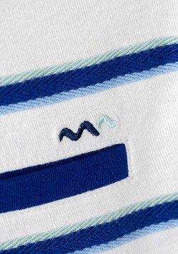 POLO MC FOND NATUREL RAYE BLEU OLIVER