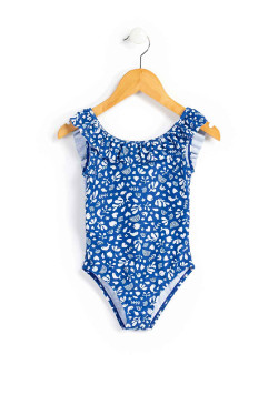 MAILLOT DE BAIN FOND BLANC IMPRIME BLEU BALANA