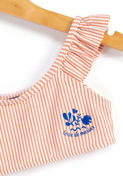 MAILLOT DE BAIN FOND BLANC RAYE ROSE BAVAYA