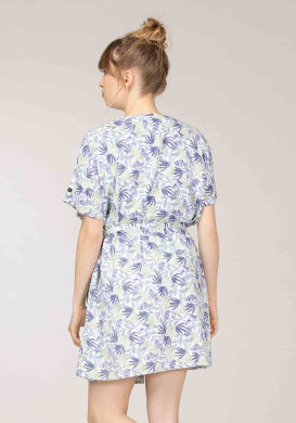 CHEMISE CHEMISIER MC FOND BLANC IMPRIME BLEU CELINE Chemise Kimono Femme imprimé floral