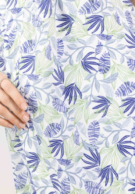 CHEMISE CHEMISIER MC FOND BLANC IMPRIME BLEU CELINE Chemise Kimono Femme imprimé floral