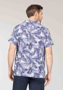 CHEMISE CHEMISIER MC IMPRIME INDIGO CELIM
