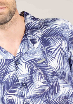 CHEMISE CHEMISIER MC IMPRIME INDIGO CELIM