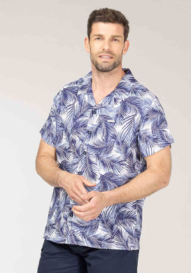 CHEMISE CHEMISIER MC IMPRIME INDIGO CELIM