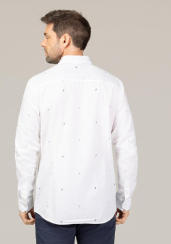 CHEMISE CHEMISIER ML IMPRIME BLANC CLARIUS