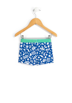 MAILLOT DE BAIN FOND BLANC IMPRIME BLEU BILBO