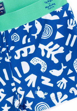 MAILLOT DE BAIN FOND BLANC IMPRIME BLEU BILBO MAILLOT DE BAIN FOND BLANC IMPRIME BLEU BILBO