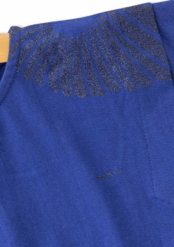 ROBE + ACCESSOIRE FOND BLEU IMPRIME BLANC REINE