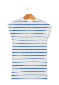 ROBE MC FOND BLANC CASSE RAYE BLEU MOY RAOULA