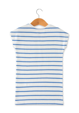 ROBE MC FOND BLANC CASSE RAYE BLEU MOY RAOULA Robe rayé Fille en molleton