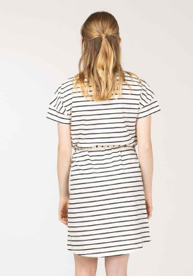 Robe en jersey rayé avec ceinture Femme