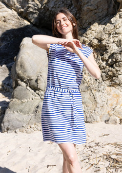 ROBE MC FOND GREGE RAYE BLEU RONRON