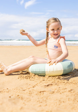 Maillot de bain rose Fille MAILLOT DE BAIN FOND BLANC RAYE ROSE BAVAYA