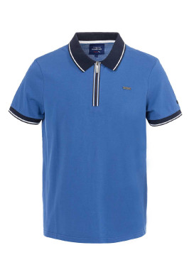 Polo bleu col zip Homme Polo bleu col zip Homme