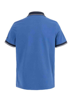 Polo bleu col zip Homme