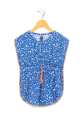 ROBE MC FOND BLANC IMPRIME BLEU RILBOA ROBE MC FOND BLANC IMPRIME BLEU RILBOA
