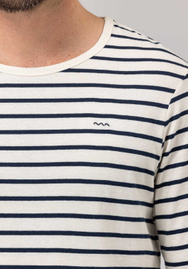 MARINIERE ML FOND GREGE RAYE INDIGO ECOHOL