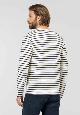 MARINIERE ML FOND GREGE RAYE INDIGO ECOHOL