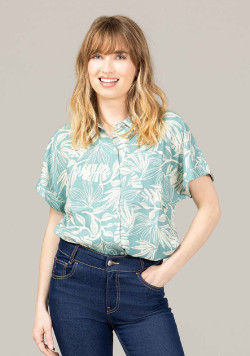 Chemise Femme manches courtes imprimé vert