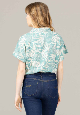 Chemise Femme manches courtes imprimé vert Chemise Femme manches courtes imprimé vert