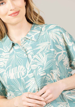 Chemise Femme manches courtes imprimé vert