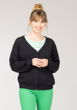 Gilet noir à boutons Femme