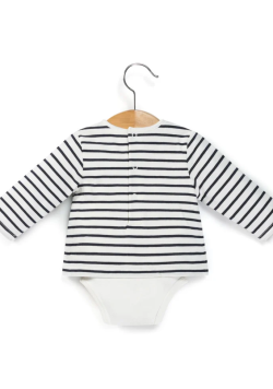 Body manches longues 100% coton Bébé rayé marine