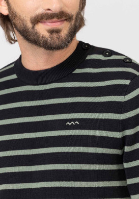 PULL FOND NOIR RAYE VERT KARACLA PULL FOND NOIR RAYE VERT KARACLA
