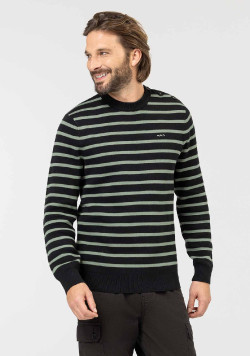 PULL FOND NOIR RAYE VERT KARACLA