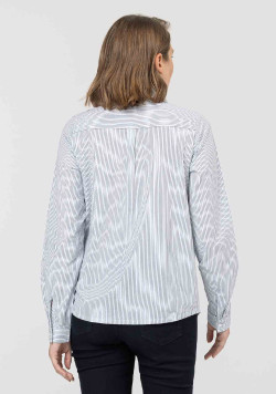 CHEMISE CHEMISIER ML RAYE BLANC / BLEU CARIBE