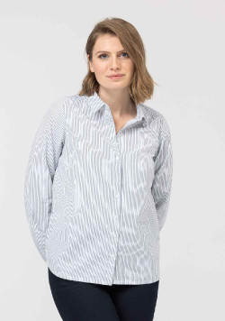 CHEMISE CHEMISIER ML RAYE BLANC / BLEU CARIBE