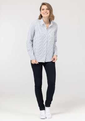 CHEMISE CHEMISIER ML RAYE BLANC / BLEU CARIBE CHEMISE CHEMISIER ML RAYE BLANC / BLEU CARIBE