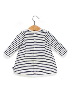 ROBE ML FOND BLANC CASSE RAYE INDIGO ROTALINE