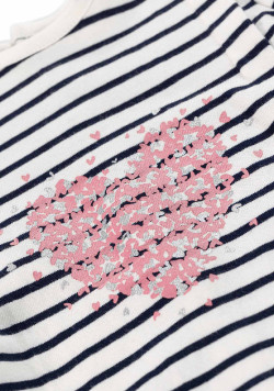 ROBE ML FOND BLANC CASSE RAYE INDIGO ROTALINE