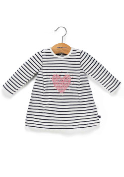 ROBE ML FOND BLANC CASSE RAYE INDIGO ROTALINE