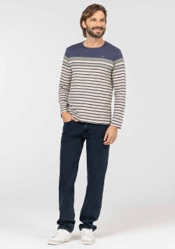 MARINIERE ML FOND SABLE RAYE BLEU GALBORD