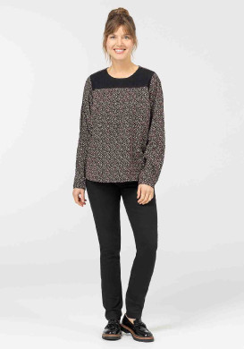BLOUSE ML IMPRIME EBENA2 Blouse Femme imprimé marron manches longues
