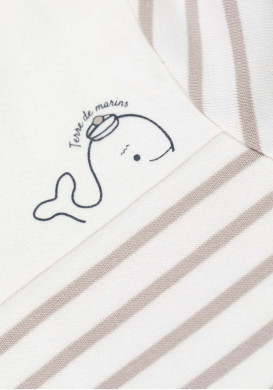Body manches longues 100% coton Bébé rayé beige