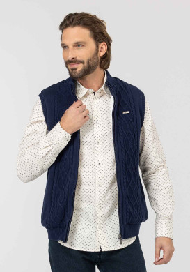 VESTE TRICOT DOUBLEE INDIGO VALENOS